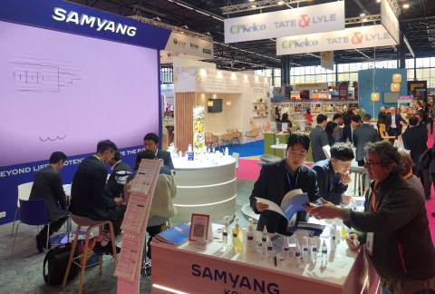 인코스메틱스 글로벌(In-Cosmetics Global) 2025에 참가한 삼양케이씨아이 부스 전경
